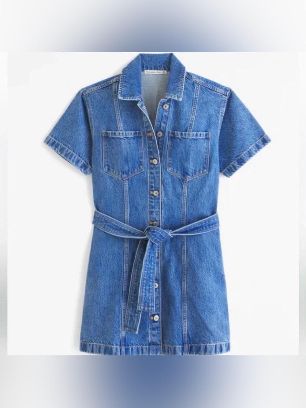 Abercrombie & Fitch Dark Indigo Denim Button-Front Mini Dress